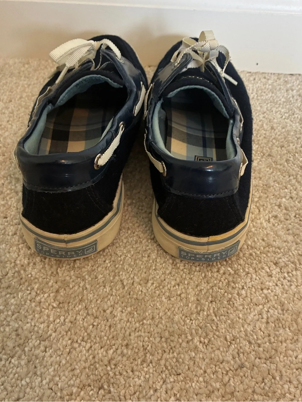 Sperry Top Sider Navy and Cream Lace Boat Shoes size 5.5